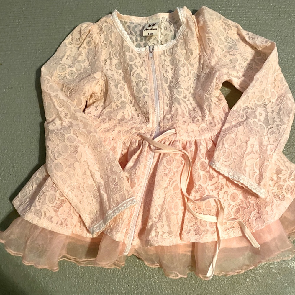 NWOT! Girls Sz 7 Pink Lace Jacket with Tulle